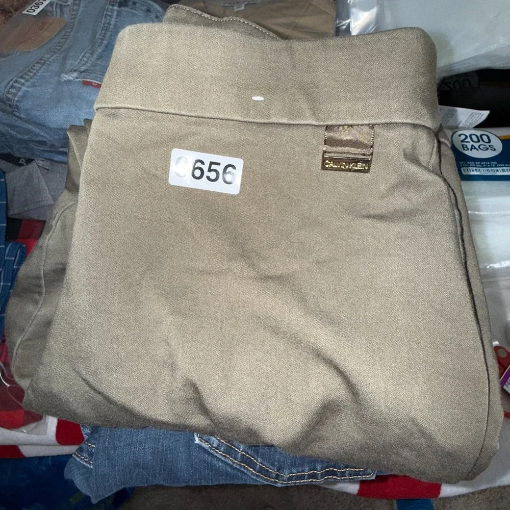Calvin Klein Cargo Pants‎ Mens Large Green Stretch Mid Rise Straight Leg Pull On